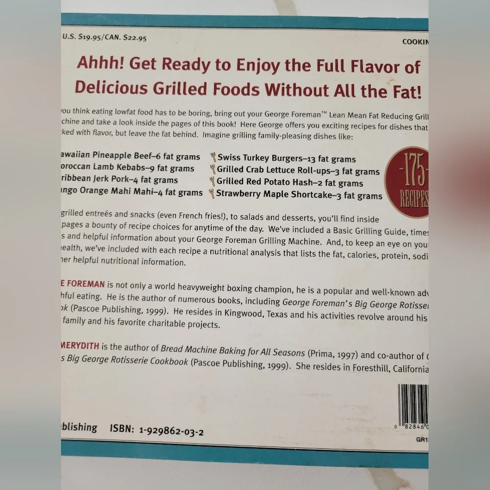 Lean Mean Fat Reducing Grilling Machine Cookbook By George Forman